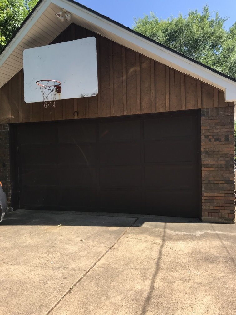 Broken garage door after
